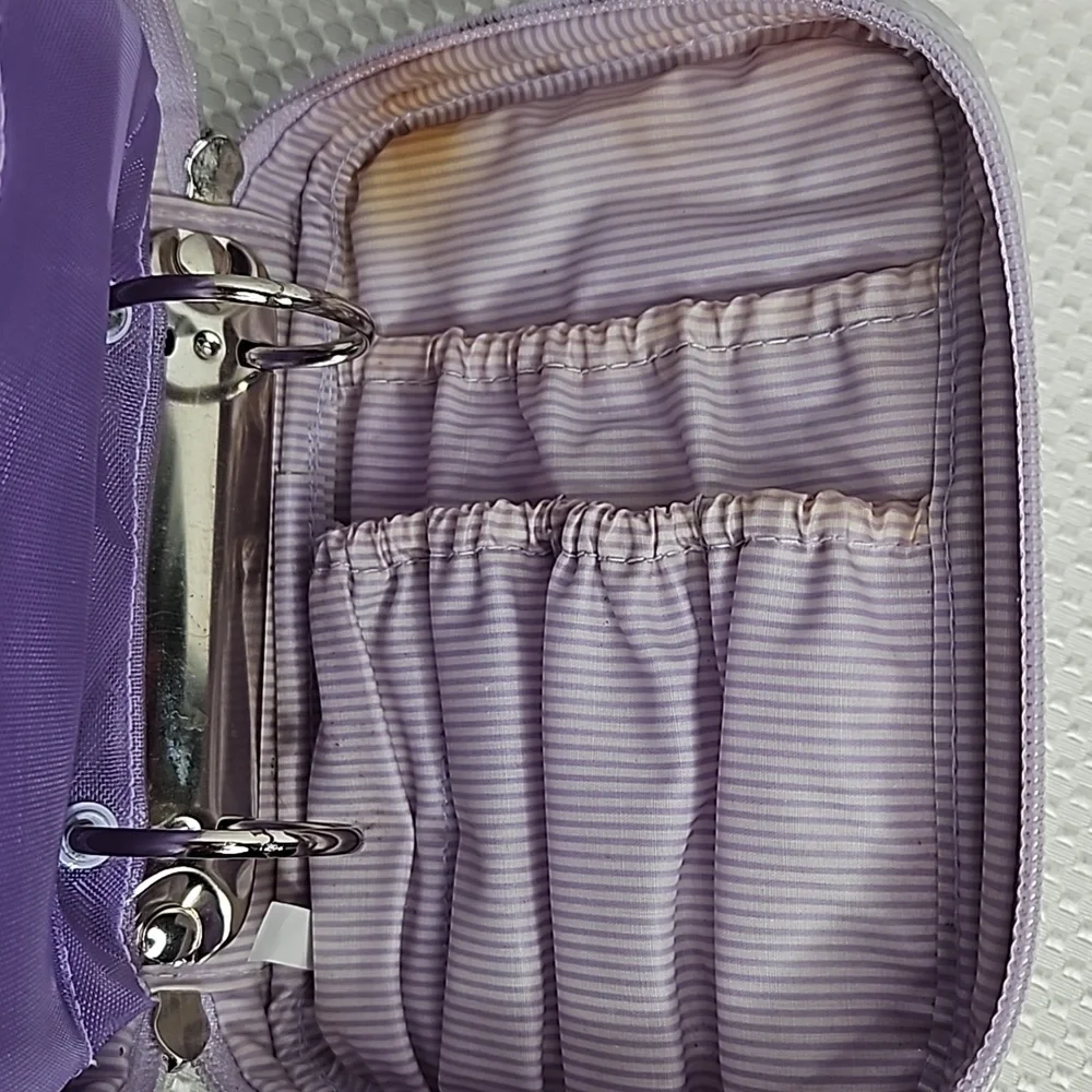 Trish Mc Evoy Makeup planner Zip Around Faux Snakeskin in lavender